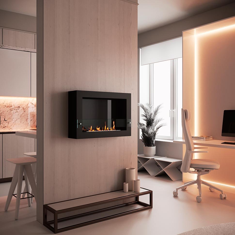 Биокамин SteelHeat WALL ONE 800 черный, стемалит по цене 29 505 руб.