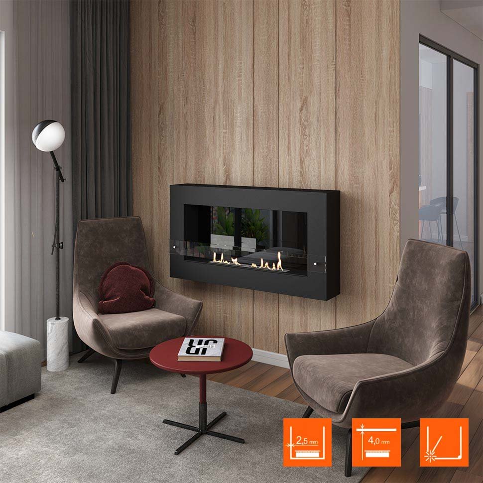 Биокамин SteelHeat WALL GRAND 1200 LITE черный, стемалит по цене 48 300 руб.