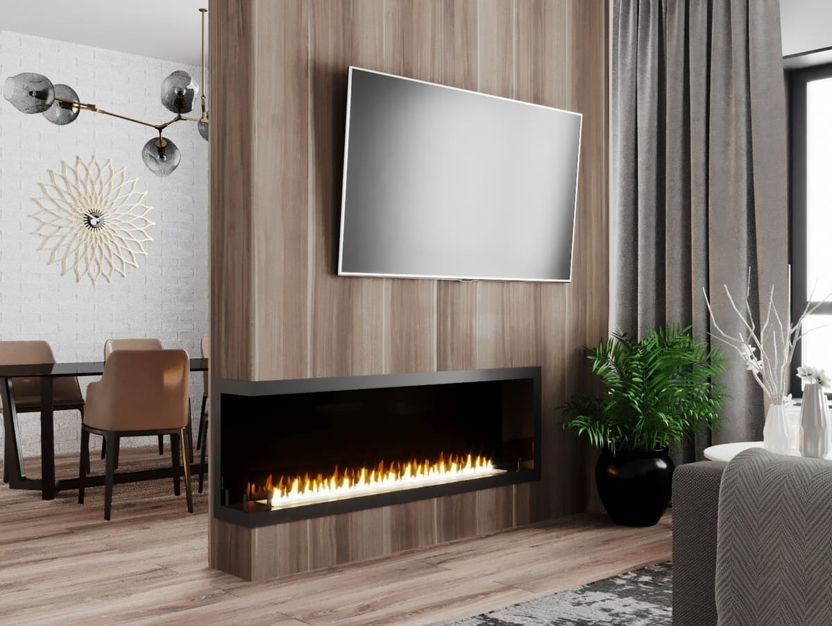 Биокамин "Русский огонь" Честер 1500 угловой левый с декоративным стеклом (стемалитом) по цене 58 150 руб.