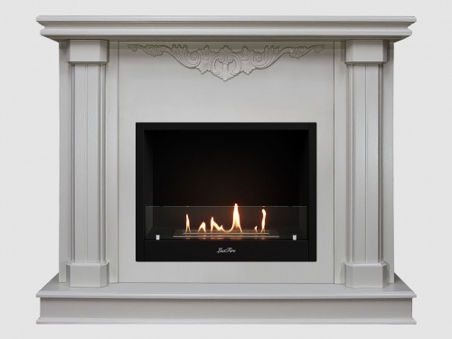 Каминный портал МДФ "Лукас 1080" с биокамином Lux Fire "Фаер Бокс 1-25.5" (белый)