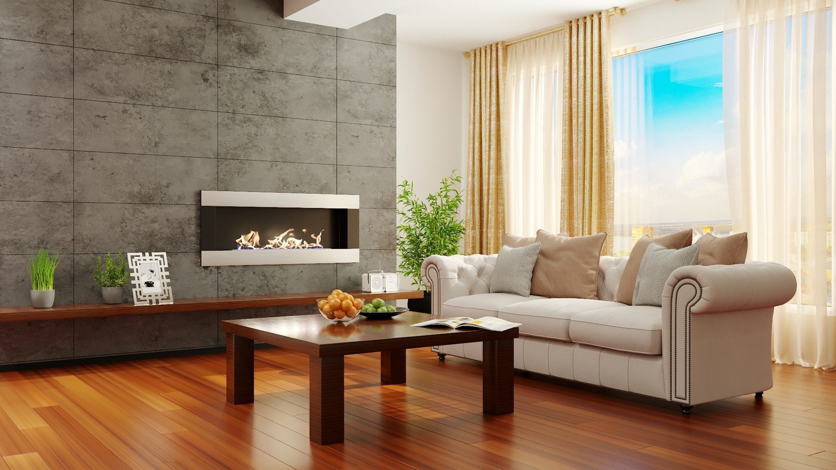 Биокамин "Русский огонь" Модерн 1100N настенный с декоративным стеклом (стемалитом) по цене 41 650 руб.