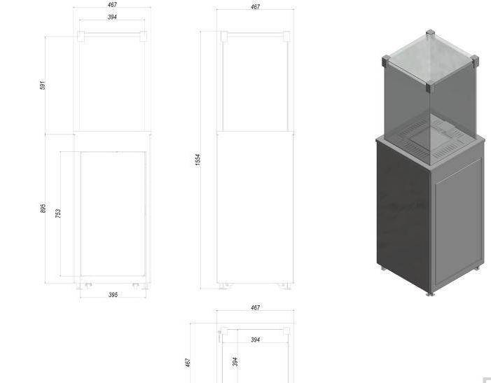 Газовый нагреватель Kratki PATIO/M/G31/37Mbar/S, сталь, с ручным управлением